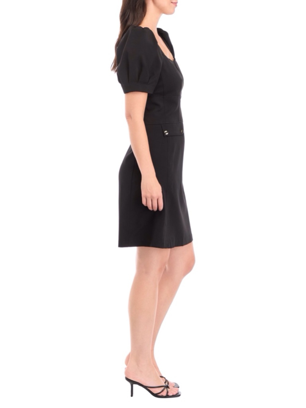 Karl Lagerfeld Black Square-Neck Puff Sleeve Mini Dress - Picture 4 of 6